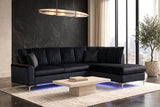 Candy Black RAF Chaise Sectional with LED Lights | Olivia Furniture
