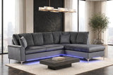 Candy Charcoal RAF Chaise Sectional with LED Lights | Olivia Furniture
