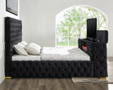 Future Black King Velvet Platform Bed with TV Lift | Olivia Furniture