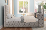 Future Gray King Velvet Platform Bed with TV Lift | Olivia Furniture