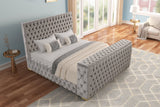Future Gray King Velvet Platform Bed with TV Lift | Olivia Furniture