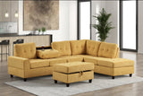 Heights Mustard Performans Fabric Reversible Sectional with Storage Ottoman | Olivia Furniture