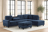 Heights Navy Performans Fabric Reversible Sectional with Storage Ottoman | Olivia Furniture