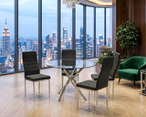 Hilla Black/Silver Glass Top 5-Piece Dining Set | Olivia Furniture