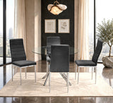 Hilla Black/Silver Glass Top 5-Piece Dining Set | Olivia Furniture
