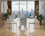 Hilla Gray/Silver Glass Top 5-Piece Dining Set | Olivia Furniture