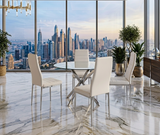 Hilla White/Silver Glass Top 5-Piece Dining Set | Olivia Furniture