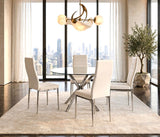 Hilla White/Silver Glass Top 5-Piece Dining Set | Olivia Furniture