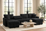 July Black Double Storage Chaise Sectional with Pull Out Bed | Olivia Furniture