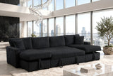 July Black Double Storage Chaise Sectional with Pull Out Bed | Olivia Furniture