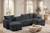 July Charcoal Double Storage Chaise Sectional With Pull-Out Bed | Olivia Furniture