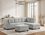 Sienna Boucle Gray Sectional with Ottoman | Olivia Furniture