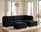 Sienna Boucle Black Sectional with Ottoman | Olivia Furniture
