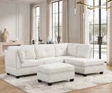 Sienna Sand Boucle Sectional with Ottoman | Olivia Furniture