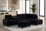 Sion Black Reversible Sectional with Storage Ottoman | Olivia Furniture