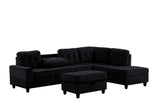 Sion Black Reversible Sectional with Storage Ottoman | Olivia Furniture