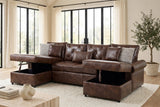 Sonoma Brown Double Storage Chaise Sectional with Pull-Out Bed | Olivia Furniture