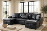 Sonoma Black Double Storage Chaise Sectional with Pull-Out Bed | Olivia Furniture