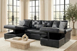 Sonoma Black Double Storage Chaise Sectional with Pull-Out Bed | Olivia Furniture