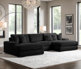 Sunday Black 3-Piece Double Chaise Sectional | Olivia Furniture