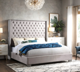 Tykocin Silver Diamond Tufted Queen Bed | Olivia Furniture