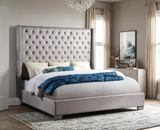Tykocin Silver Diamond Tufted Queen Bed | Olivia Furniture