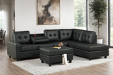 Heights Black Faux Leather Reversible Sectional with Storage Ottoman | Olivia Furniture
