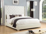Tykocin White Faux Leather Upholstered Diamond Queen Bed | Olivia Furniture