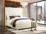 Tykocin White Faux Leather Upholstered Diamond Queen Bed | Olivia Furniture