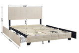 Capitone Beige King Platform Bed with Side Drawer Storage | Olivia Furniture