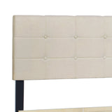 Capitone Beige Queen Platform Bed with Side Drawer Storage | Olivia Furniture
