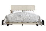 Capitone Beige Queen Platform Bed with Side Drawer Storage | Olivia Furniture