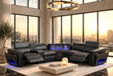 Holiday Black Power Reclining Sectional with Bluetooth Speakers | Olivia Furniture