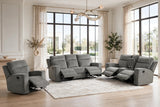 Hudson Dark Gray 3-Piece Reclining Living Room Set | Olivia Furniture