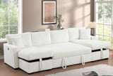 July Beige Double Storage Chaise Sectional with Pull Out Bed | Olivia Furniture