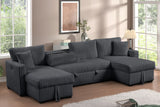 July Charcoal Double Storage Chaise Sectional With Pull-Out Bed | Olivia Furniture