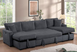 July Charcoal Double Storage Chaise Sectional With Pull-Out Bed | Olivia Furniture