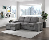 Kevin Gray Sectional With Pull-Out Bed | Olivia Furniture