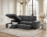 Kevin Gray Sectional With Pull-Out Bed | Olivia Furniture