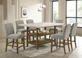 Lola Gray/Brown 7-Piece Genuine Marble Top Counter Height Set | Olivia Furniture
