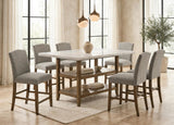Lola Gray/Brown 7-Piece Genuine Marble Top Counter Height Set | Olivia Furniture