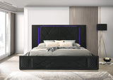 Lorenzo Black LED Queen Storage Platform Bed | Olivia Furniture