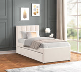 Maya Beige Twin Platform Bed with Trundle | Olivia Furniture