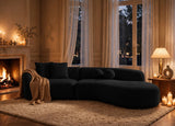 Mia Black Curved Sectional | Olivia Furniture