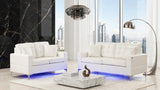 Miami White Living Room Set with LED Lights | Olivia Furniture