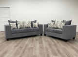 Monroe Charcoal Sofa and Loveseat | Olivia Furniture