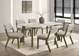 Parker Light Gray Genuine Marble Dining Room Set (Table & 6 Chairs) | Olivia Furniture