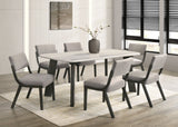 Parker Gray/Black Genuine Marble 7-Piece Dining Room Set (Table & 6 Chairs) | Olivia Furniture