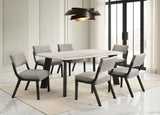 Parker Gray/Black Genuine Marble 7-Piece Dining Room Set (Table & 6 Chairs) | Olivia Furniture
