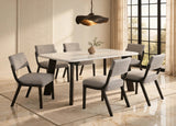 Parker Gray/Black Genuine Marble 7-Piece Dining Room Set (Table & 6 Chairs) | Olivia Furniture